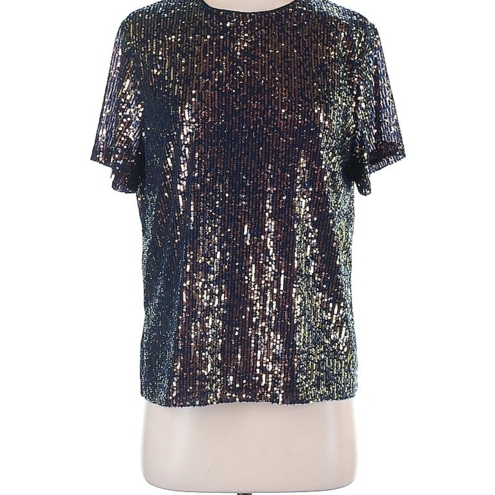 Impressions Multicolor Sequin Short Sleeve Top